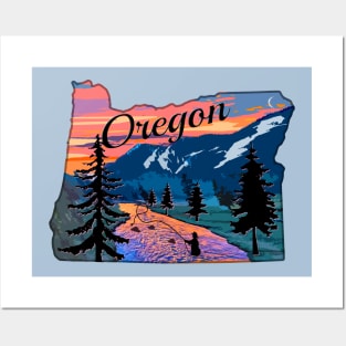 Oregon Fly Fishing State River Sunset by TeeCreations Posters and Art